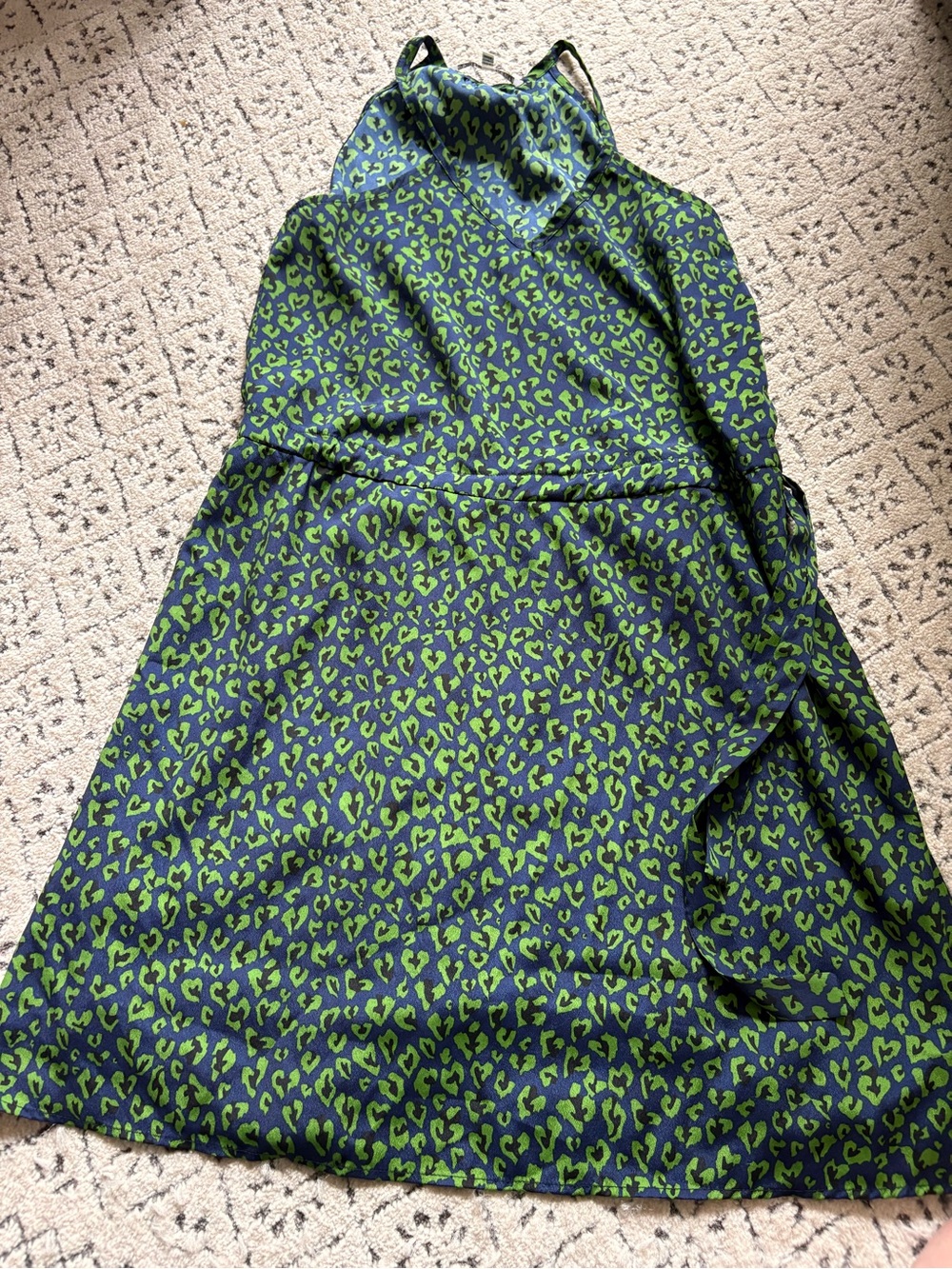 Collective Concepts Navy Dress with Lime Green Animal Print